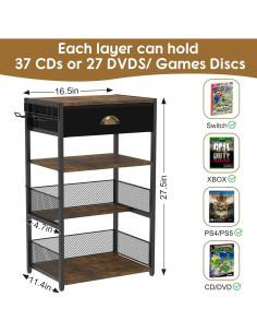 Soporte de Medios Hongtamoya CD-YXJ01 con Cajón y 4 Niveles 2