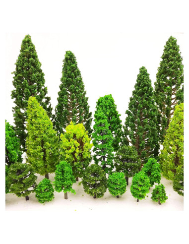 MOMOONNON 36 Árboles de Modelo Verde 3.5-15 cm para Diorama