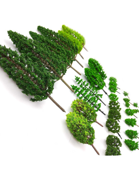 MOMOONNON 36 Árboles de Modelo Verde 3.5-15 cm para Diorama