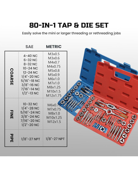 Juego de 80 Piezas de Machos y Matrices Anfrere M3 a M12