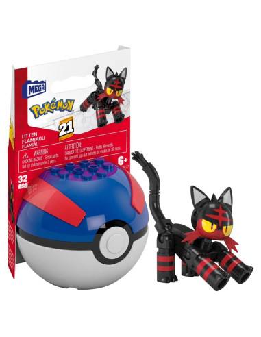 Kit de Construcción MEGA Pokémon Litten 32 Piezas Mattel