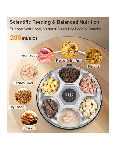 Dispensador Automático de Comida Casfuy con Bandeja Inoxidable