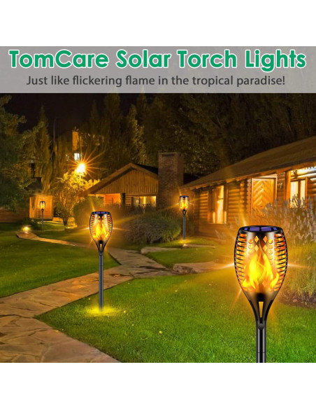 Antorchas Solares TomCare 4 Piezas 109 cm Llamas LED