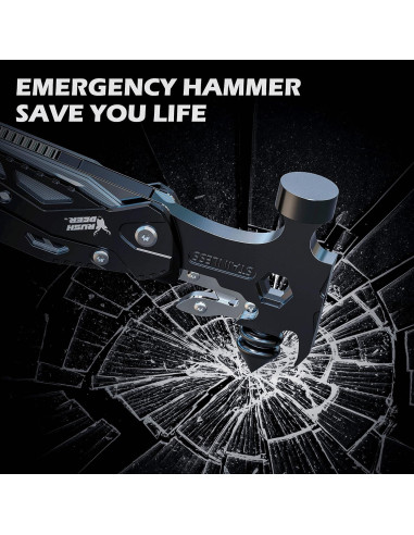 Multiherramienta Rush Deer 16 en 1, Martillo y Cuchillo Utilitario