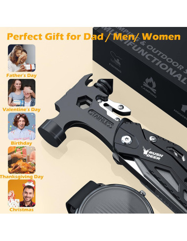 Multiherramienta Rush Deer 16 en 1, Martillo y Cuchillo Utilitario