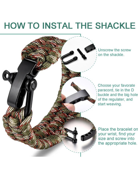 4 Piezas Hebilla de Eslinga de Paracord CooBigo Ajustable
