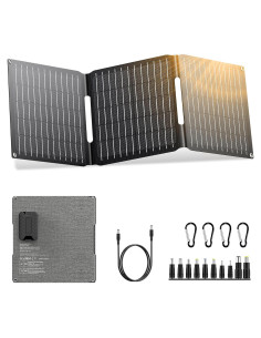 Cargador Solar Plegable 30W ZeroKor USB C/DC para Camping