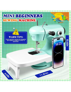 Máquina de Coser Mini DAPRIL Verde para Principiantes Doble Velocidad 2