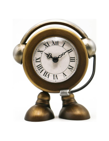 Reloj de mesa robot vintage YOUKI dorado 15.24 cm silencioso