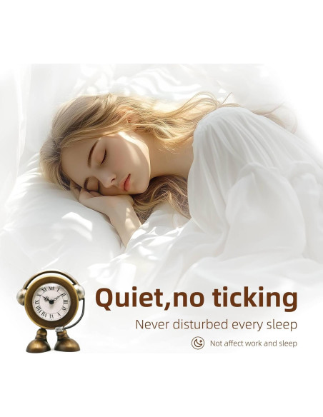 Reloj de mesa robot vintage YOUKI dorado 15.24 cm silencioso