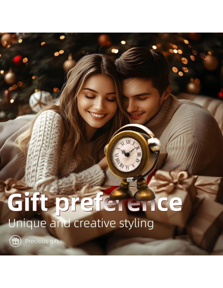 Reloj de mesa robot vintage YOUKI dorado 15.24 cm silencioso