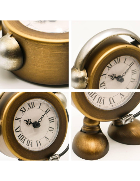 Reloj de mesa robot vintage YOUKI dorado 15.24 cm silencioso