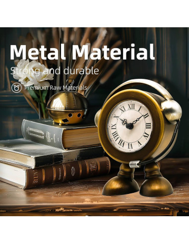 Reloj de mesa robot vintage YOUKI dorado 15.24 cm silencioso
