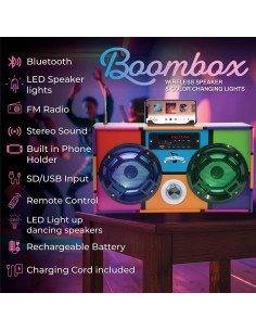 Mini Boombox Wireless Express WE-BB Retro con LED y Bluetooth 2