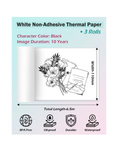 Papel Térmico No Adhesivo Phomemo 110mm 3 Rollos Blanco 2