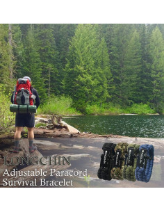 Pulsera de Supervivencia Paracord 2-Pack Negro y Camuflaje 2