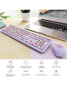 Combo Teclado y Ratón Inalámbrico SkyGive Colorido 2