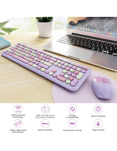 Combo Teclado y Ratón Inalámbrico SkyGive Colorido