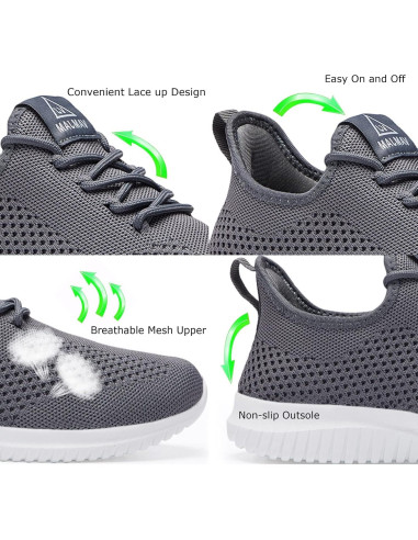 Zapatillas de Correr VAMJAM para Hombre 10.5 Gris Transpirables