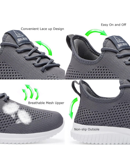 Zapatillas de Correr VAMJAM para Hombre 10.5 Gris Transpirables