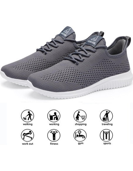 Zapatillas de Correr VAMJAM para Hombre 10.5 Gris Transpirables
