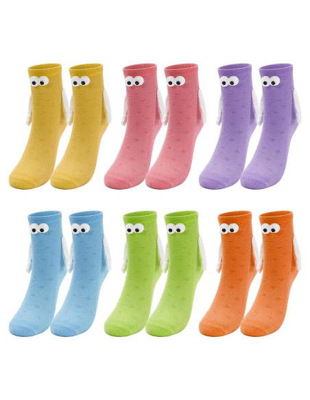 6 Pares de Calcetines Magnéticos de Manos Unidas Algodón