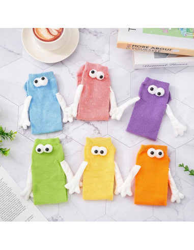 6 Pares de Calcetines Magnéticos de Manos Unidas Algodón