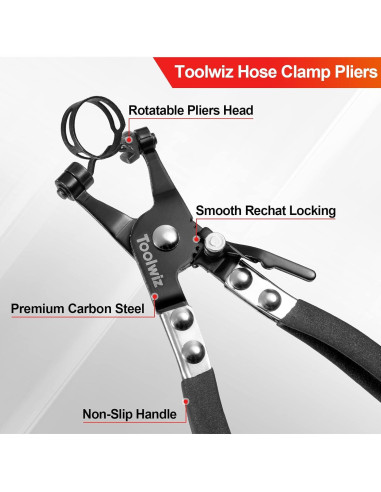 Pinzas para Abrazaderas de Manguera Toolwiz 215mm Antideslizante