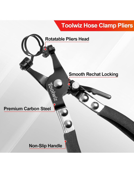 Pinzas para Abrazaderas de Manguera Toolwiz 215mm Antideslizante