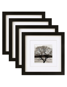 Egofine Marcos de Fotos 22.61x22.61 cm 4 PCS Madera Negra