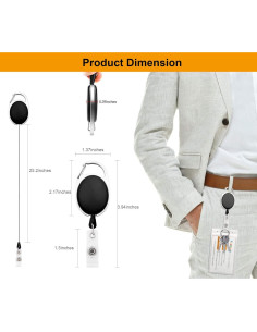 Fushing 20 Sujetadores Identificación Retráctiles Clip Negro 2