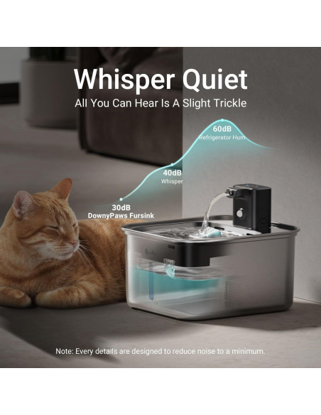 Fuente de Agua Inalámbrica DownyPaws 3L Acero Inoxidable