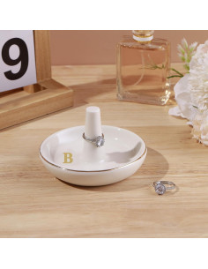 Plato Soporte para Anillos LZBALUYO Inicial B Cerámica 2