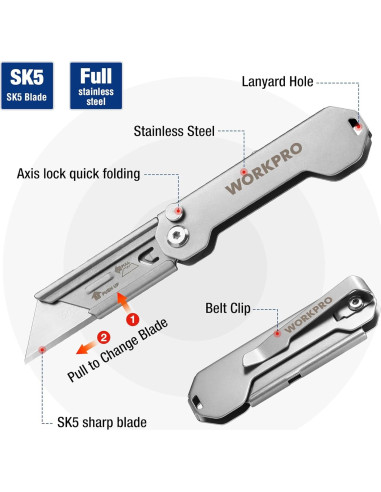 Cuchillas de Corte WORKPRO 3 Piezas + 10 Cuchillas