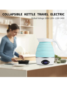 Hervidor Eléctrico Plegable AUCOO 850W Doble Voltaje Azul 2