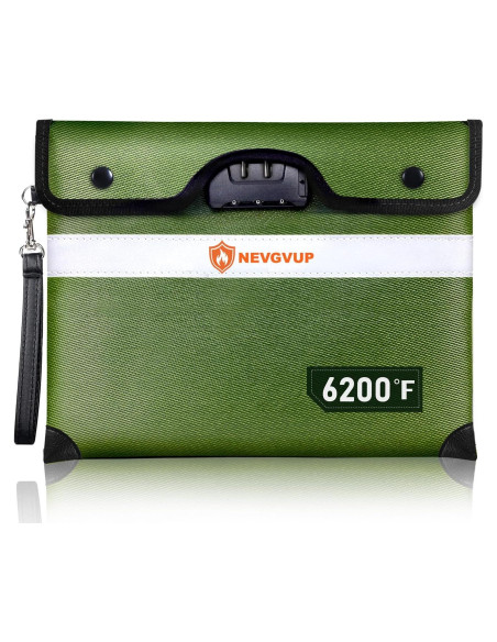 Bolsa de Documentos a Prueba de Fuego NEVGVUP 33x25cm Verde