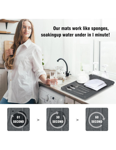 Alfombrilla de Secado de Platos IMBTMY de Tierra Diatomácea 40x30cm