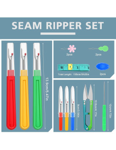 Kit de Desgarradores de Costuras ZMAAGG - 6 Piezas con Tijeras y Cinta Métrica 2