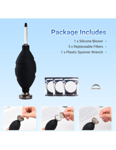 Soplador de aire JJC CL-DF1BK para limpieza de cámaras