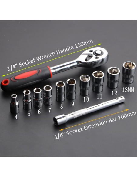 Juego de Llave de Carraca LSLANSOON 12 Pcs 4-13 mm