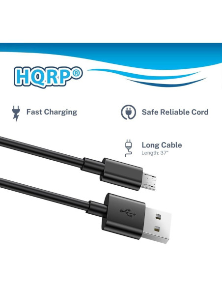 Cable de Carga USB HQRP Micro USB 93.98 cm Carga Rápida