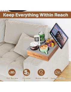 Bandeja Soporte Taza Sofá Norar Gris 24.99x24.99cm 2