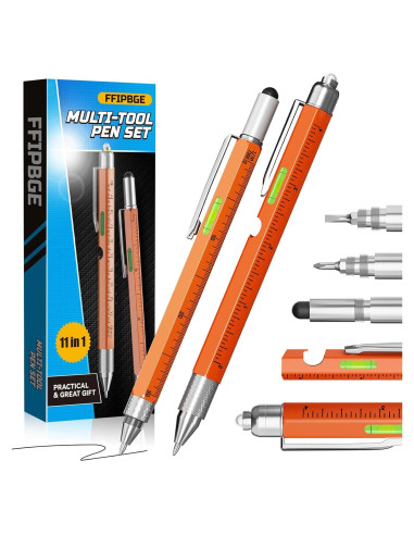 Set de bolígrafo multi-herramienta FFIPBGE 11 en 1 Naranja