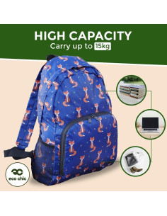 Mochila Plegable ECO CHIC Impermeable 18L Navy Floral 2