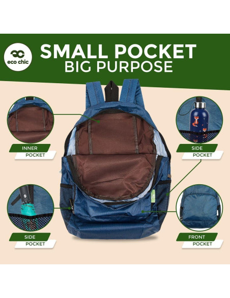 Mochila Plegable ECO CHIC Impermeable 18L Navy Floral