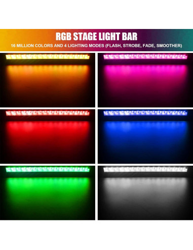 Barra de Luz LED RGB CREATESTAR 48W Control Remoto 2 Pcs