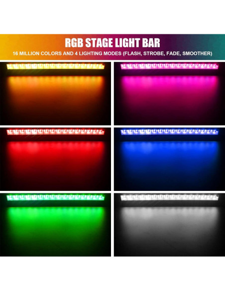 Barra de Luz LED RGB CREATESTAR 48W Control Remoto 2 Pcs