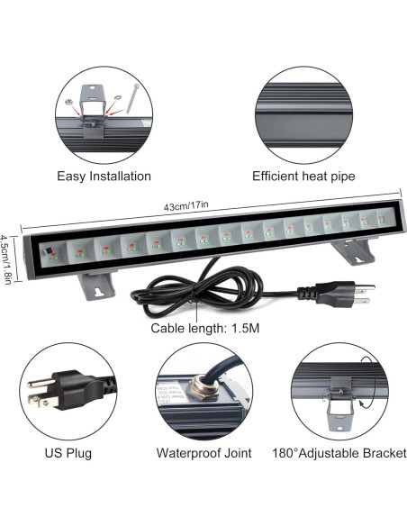 Barra de Luz LED RGB CREATESTAR 48W Control Remoto 2 Pcs