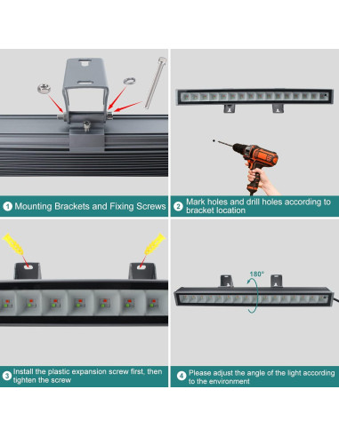 Barra de Luz LED RGB CREATESTAR 48W Control Remoto 2 Pcs