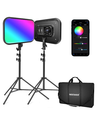 NEEWER Luz LED RGB168 60W con Control App y Soporte 200cm